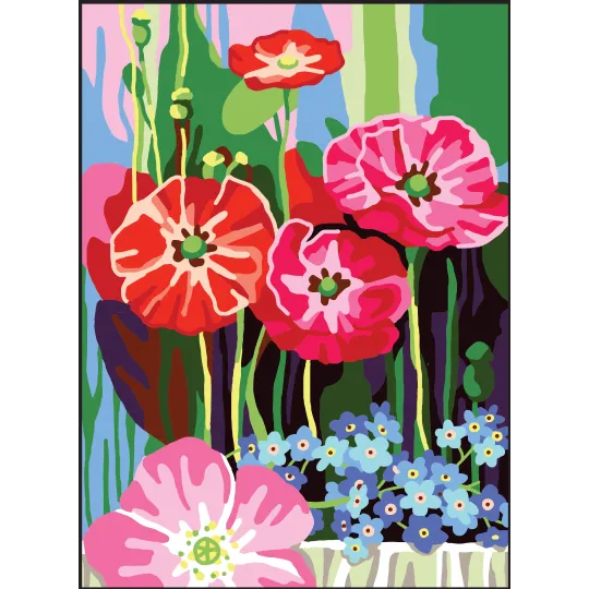 Toile imprimée 22x30 Coquelicots et myosotis CDA6320