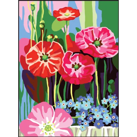 Toile imprimée 22x30 Coquelicots et myosotis CDA6320