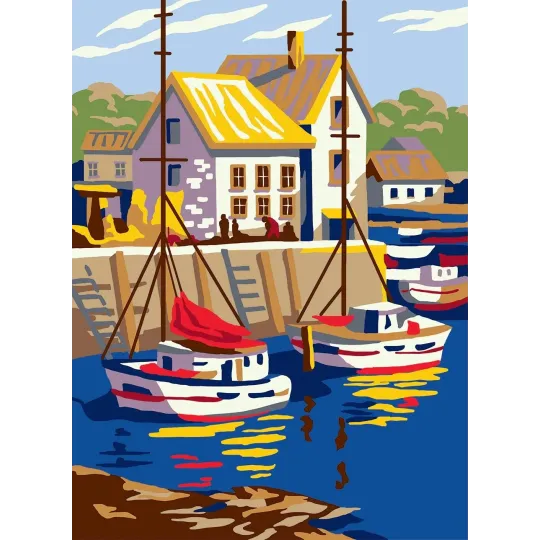 Toile Imprimée 22x30 Bateaux dans petit port CDA6293
