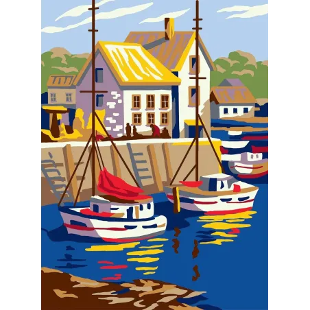 Bedruckte Leinwand 22x30 Boote im kleinen Hafen CDA6293