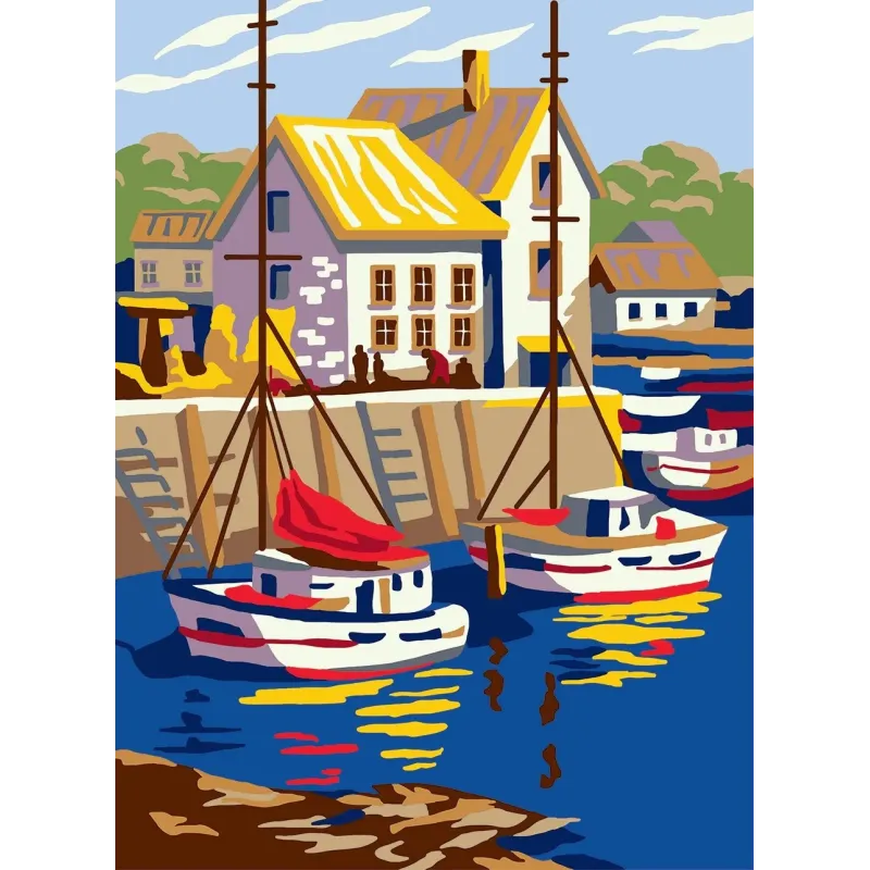 Bedruckte Leinwand 22x30 Boote im kleinen Hafen CDA6293