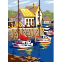 Printed Canvas 22x30 Boats in small port CDA6293