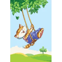 Toile imprimée 22x30 Chaton sur une balançoire CDA6273