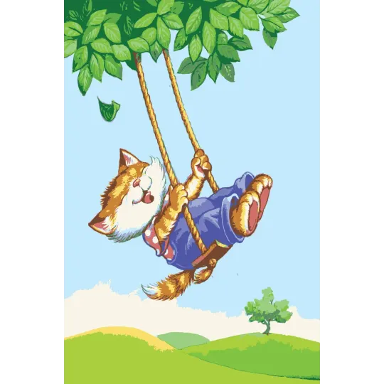 Toile imprimée 22x30 Chaton sur une balançoire CDA6273