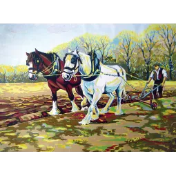 Gedruckte Leinwand 22x30 Clydesdales at Work CDA6251