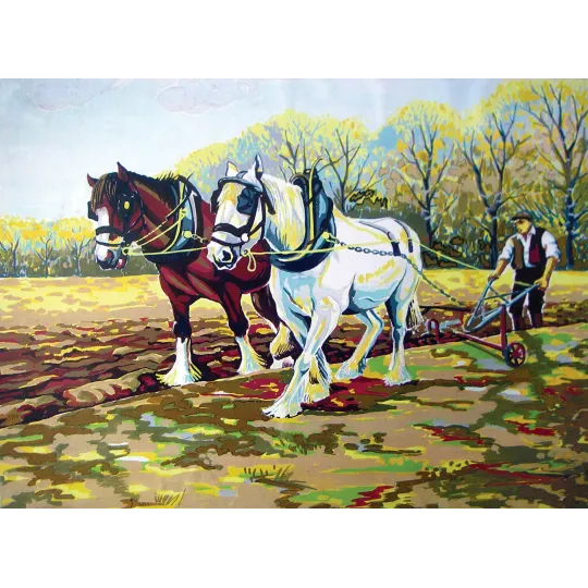 Gedruckte Leinwand 22x30 Clydesdales at Work CDA6251