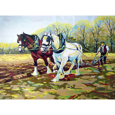 Печать на холсте 22x30 Clydesdales at Work CDA6251
