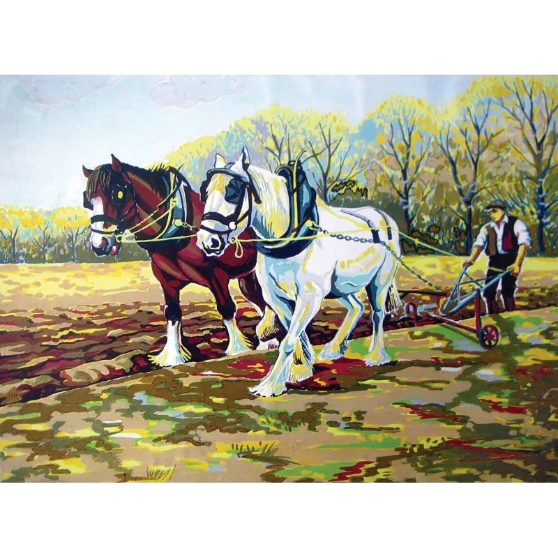 Печать на холсте 22x30 Clydesdales at Work CDA6251