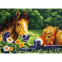 Atspausdinta drobė 22x30 Ponies at the Fence CDA6235