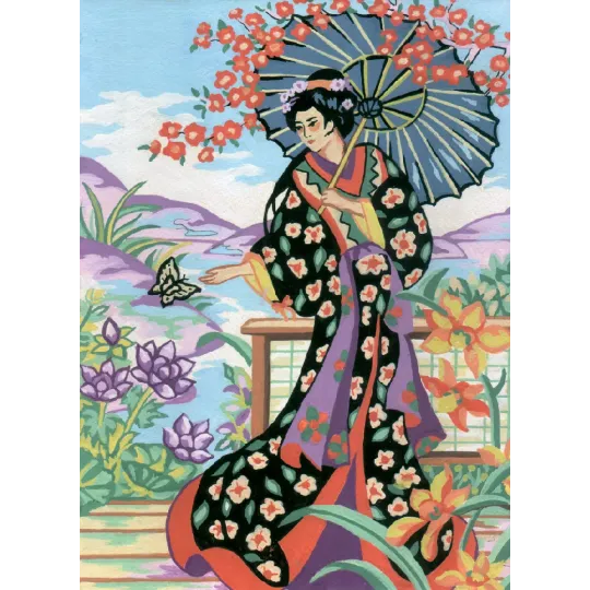 Toile Imprimée 22x30 Dame Japonaise CDA6190