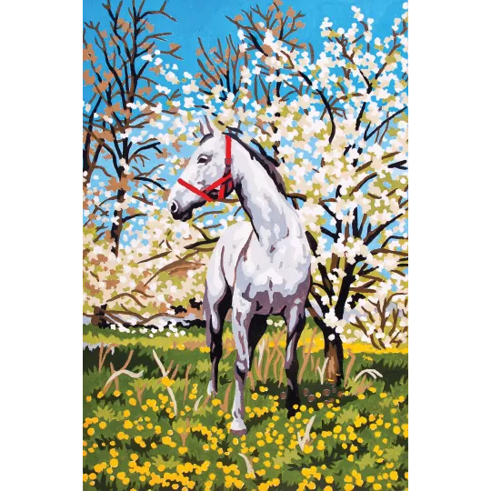 Bedruckte Leinwand 22x30 Pferd im Obstgarten CDA6172