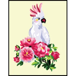 Toile imprimée 14x18 perroquet blanc CDA3351