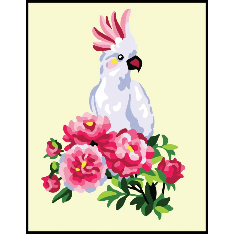 Printed Canvas 14x18 White parrot CDA3351