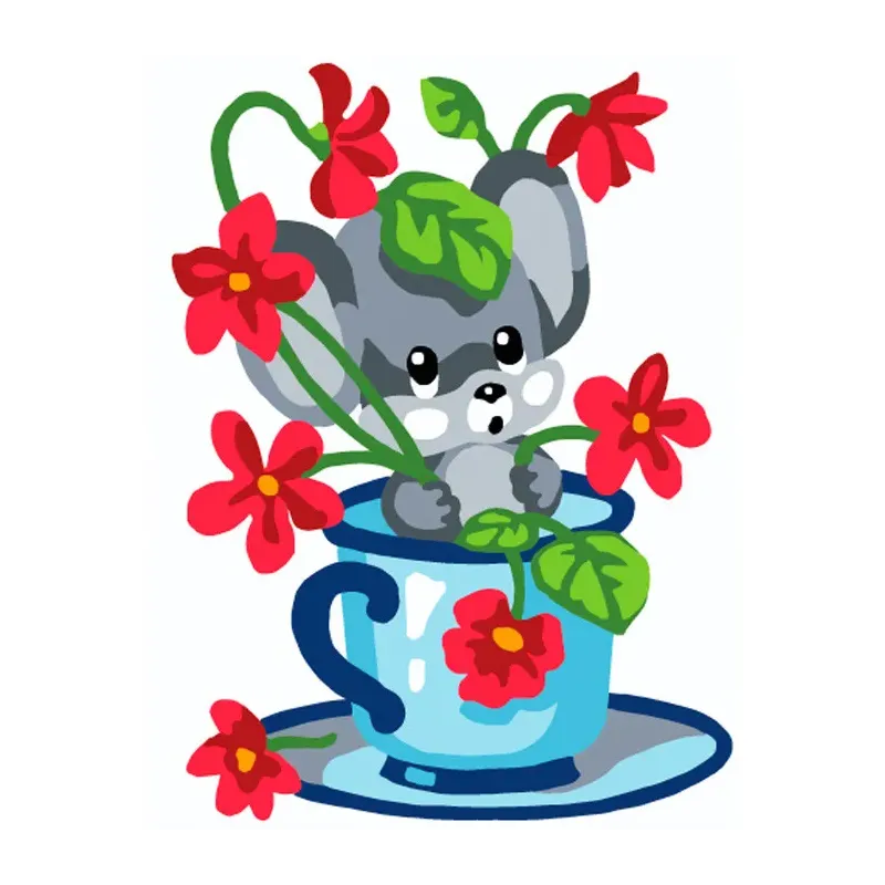 Toile imprimée 14x18 Souris dans une tasse CDA3331