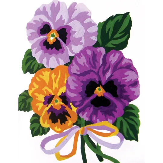 Printed Canvas 14x18 Pansies Bouquet CDA3287