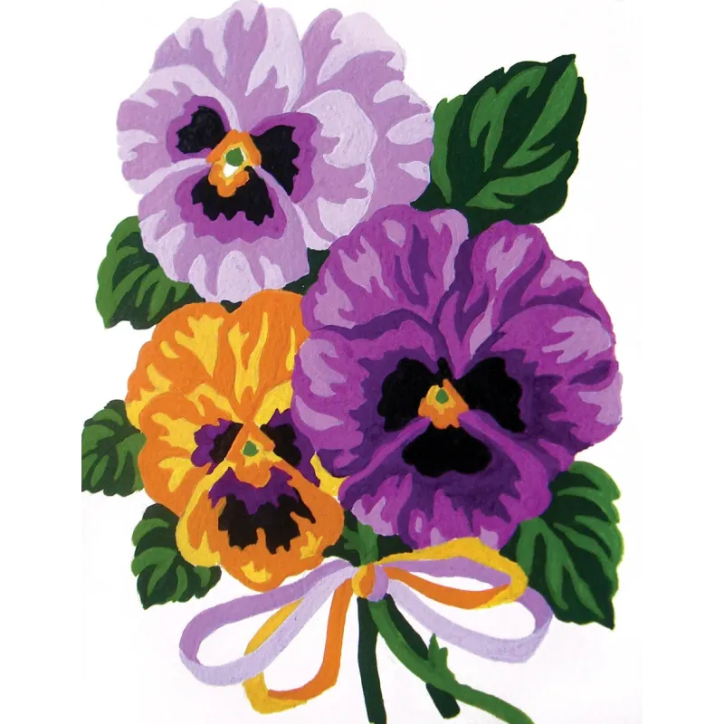 Printed Canvas 14x18 Pansies Bouquet CDA3287