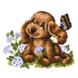 Toile Imprimée 14x18 Chien et Papillon CDA3191