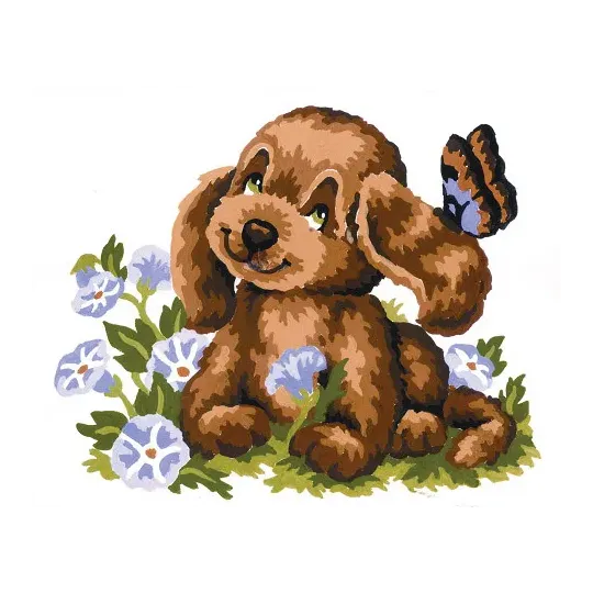 Toile Imprimée 14x18 Chien et Papillon CDA3191