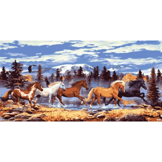 Toile Imprimée 50x100 Chevaux Sauvages CDA13982