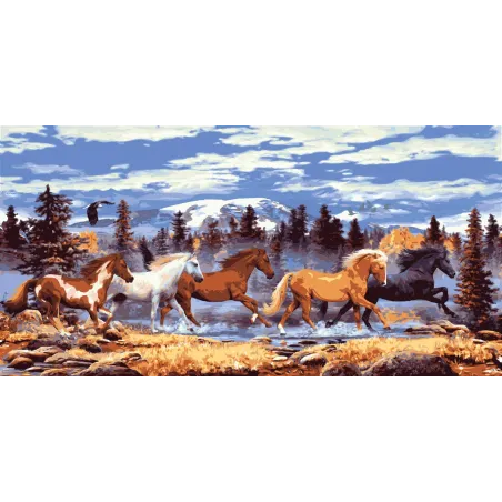 Toile Imprimée 50x100 Chevaux Sauvages CDA13982
