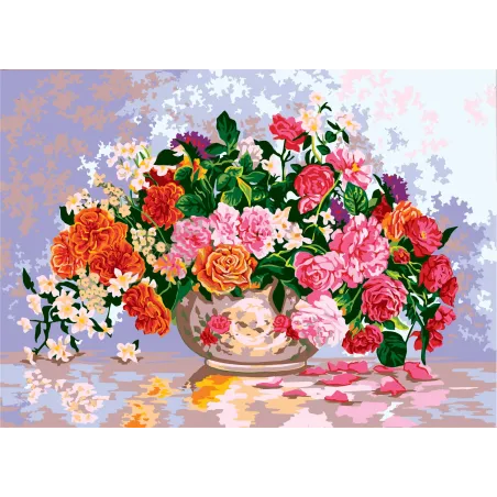 Gedruckte Leinwand 50x70 Rosen in einer chinesischen Schale CDA12965