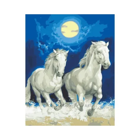 Printed Canvas 50x40 White Horses by Moonlight CDA11857