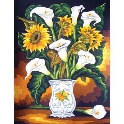 Gedruckte Leinwand 50x40 Lilien und Sonnenblumen CDA11558