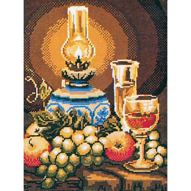 Toile imprimée 30x43 Nature morte, Lampe Chine et Vin CDA11127