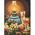 Printed Canvas 30x43 Still Life, China Lamp and Wine CDA11127