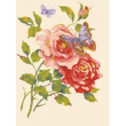 Printed Canvas 30x40 Pink Roses with Butterflies CDA10469