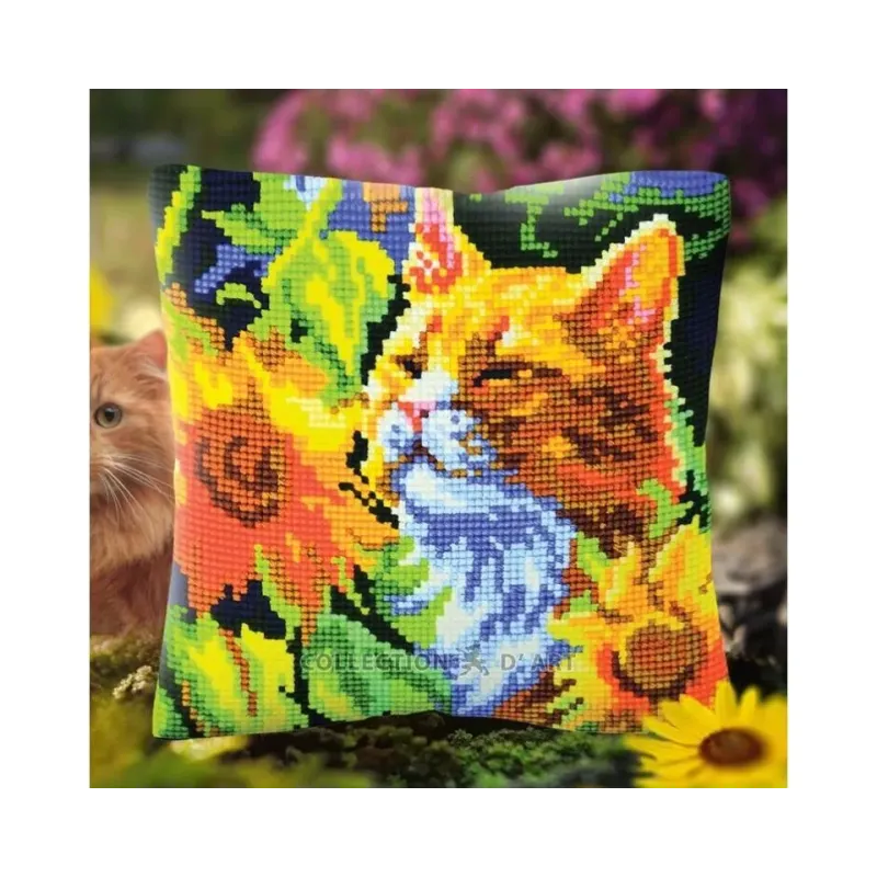 Набор для подушки "Кошка в подсолнухах" 40 x 40 см CDA5502