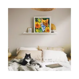 Kit coussin "Chat dans les tournesols" 40 x 40 cm CDA5502