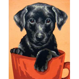 Toile imprimée 14x18 Chiot noir CDA3271