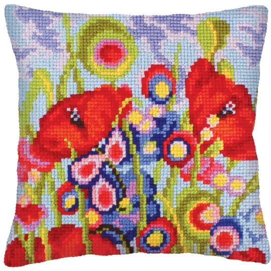 Cushion kit Red poppies 40 X 40 cm CDA5234