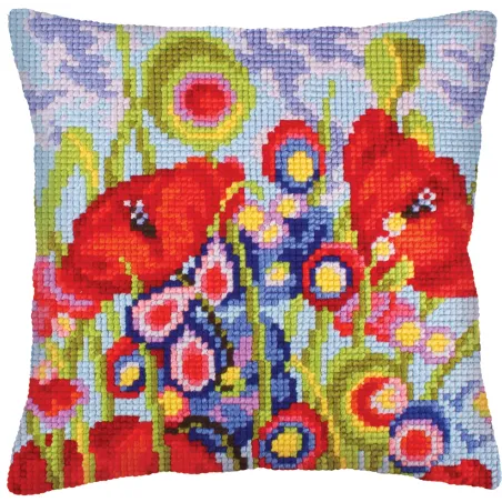 Cushion kit Red poppies 40 X 40 cm CDA5234
