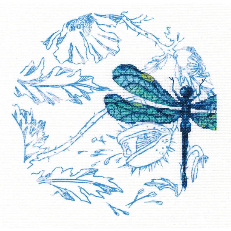 Cross-stitch kit with printed background "Dance of dragonflies" M70024