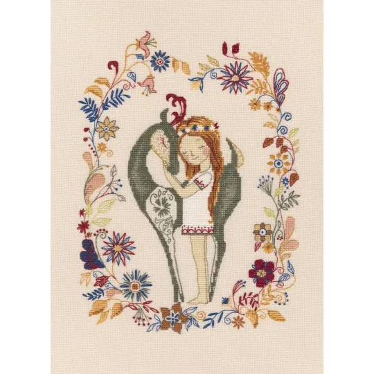 Kreuzstich-Set "Mädchen und Hirschkalb" M573