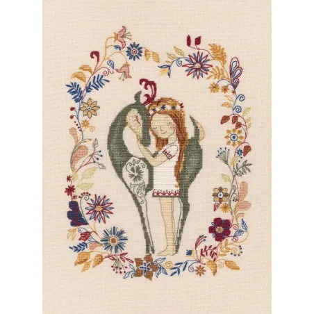 Cross-stitch kit "Girl and Doe" M573