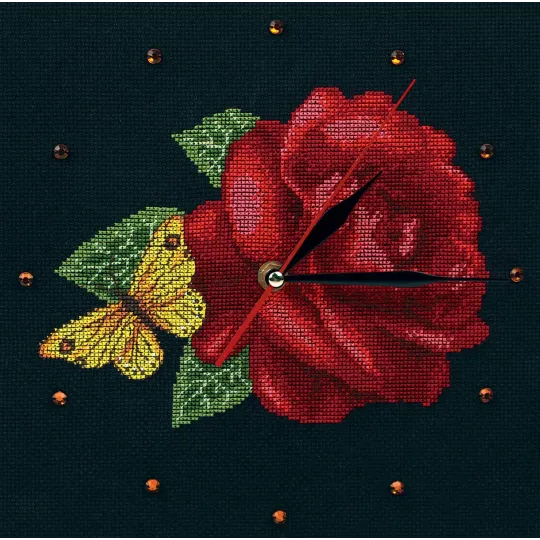 Cross-stitch kit - clock (contains clockwork) "Time for Roses" M40008