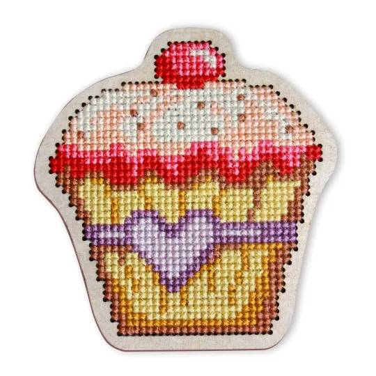 Cross-stitch kit with perforated wooden form EHW030