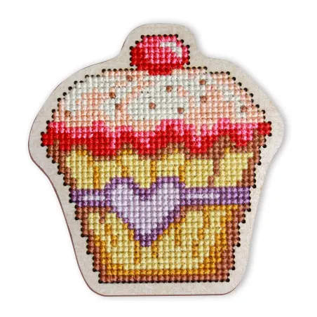 Cross-stitch kit with perforated wooden form EHW030