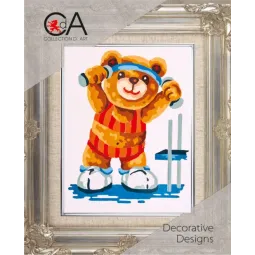 Tapestry Kit with printed canvas 14x18 Sporty Bear CDA3176K