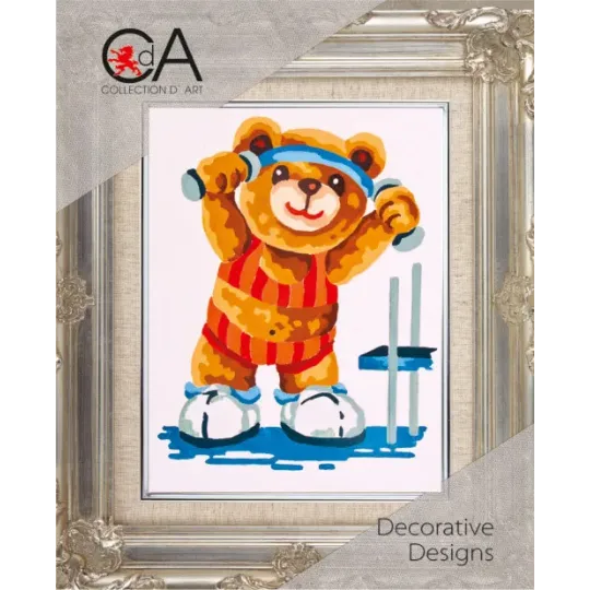 Tapestry Kit with printed canvas 14x18 Sporty Bear CDA3176K