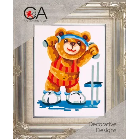 Gobelin-Set mit bedruckter Leinwand 14x18 Sporty Bear CDA3176K