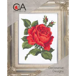 Kit de tapisserie avec toile imprimée 14x18 Rose Rouge CDA3146K