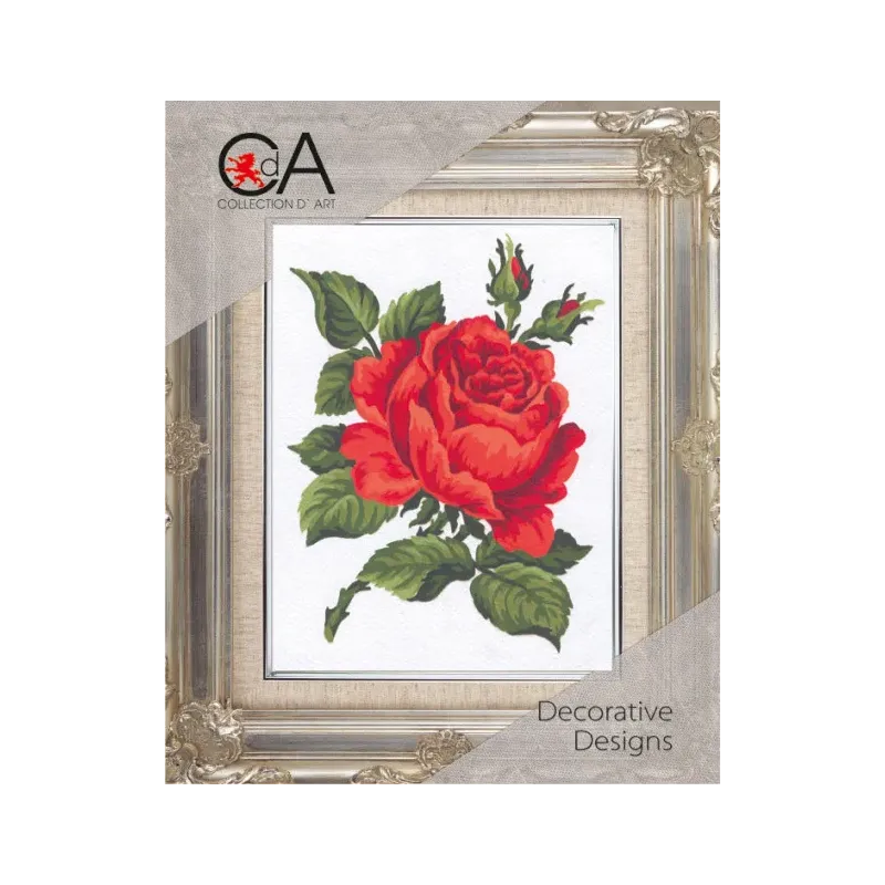 Tapestry Kit with printed canvas 14x18 Red Rose CDA3146K