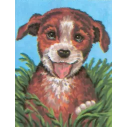 Kit tapisserie avec toile imprimée 14x18 Chiot CDA3080K