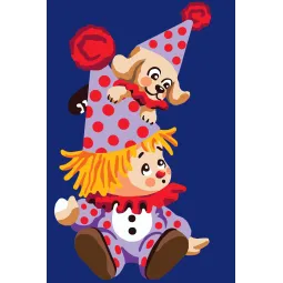 Toile imprimée 20x30 Clown avec chiot CDA6305