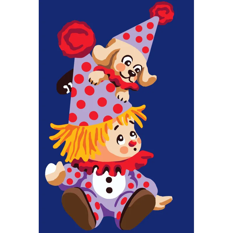 Printed Canvas 20x30 Clown with puppy CDA6305