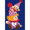 Bedruckte Leinwand 20x30 Clown mit Welpe CDA6305